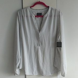 White and Black Patterned Top